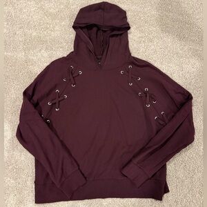 Victoria's Secret Deep Plum Lace-Up Hoodie